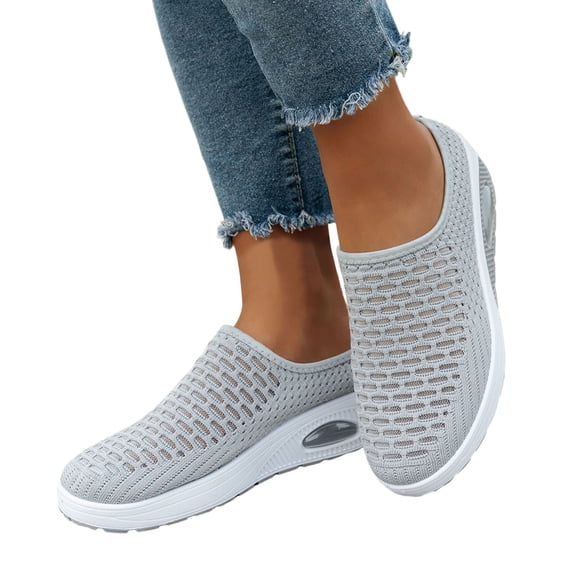 HNMKIU Women's Thick Sole Slide Sandals Soft Bottom on Beach Outdoor Slippers with Air Cushion Comfort Z02_Grey，7.5