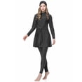 thumbnail image 1 of HNMKIU Women's UPF 50+ Long Sleeve High Neck Tunic Swim Set with Pants and Built In Bra Swimwear for Women 01_Black,XXL, 1 of 8