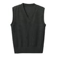 thumbnail image 1 of HNMKIU Women's V Neck Sleeveless Knit Sweater Vest Lightweight Pullover Thin for Casual Layering Fall Winter Spring 02_Dark Gray,M, 1 of 3