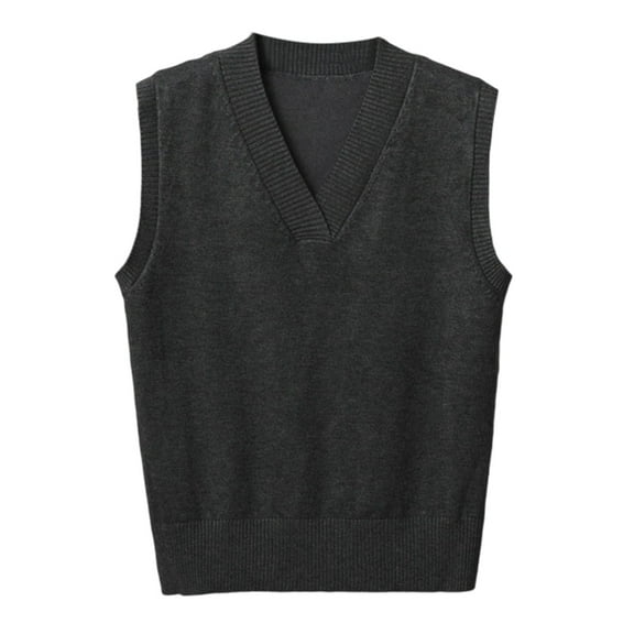 HNMKIU Women's V Neck Sleeveless Knit Sweater Vest Lightweight Pullover Thin for Casual Layering Fall Winter Spring 02_Dark Gray,S