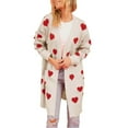 thumbnail image 1 of HNMKIU Women's Valentine's Day Knitted Cardigan Pocket V Neck Mid Length Coat Cardigan Sweaters for Women Beige,L, 1 of 4