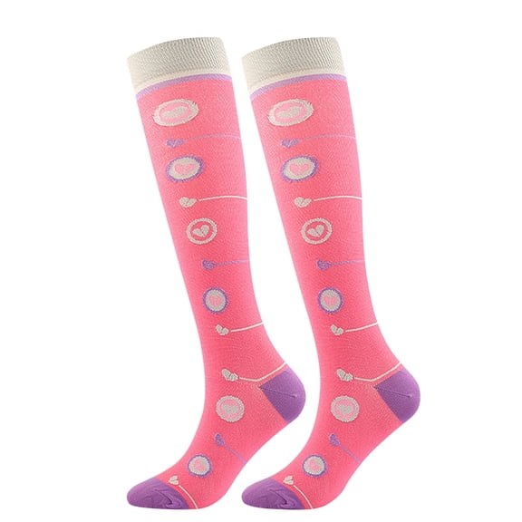 HNMKIU Women's Valentine's Day Themed Graduated Compression Socks for Athletic Support and Circulation Hot Pink,L