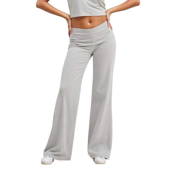 HNMKIU Women's Winter Autumn Oversize Casual Pants with Sparkling Wing Design Elegant Solid Color High Waist Womens Pants for Daily Wear Grey,L