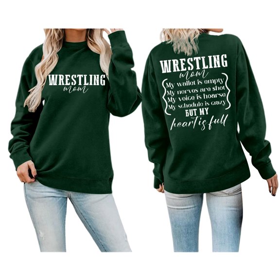 HNMKIU Women's Winter Fashion Festive Christmas Print Round Neck Long Sleeve Womens Sweatshirt 05_Green,L