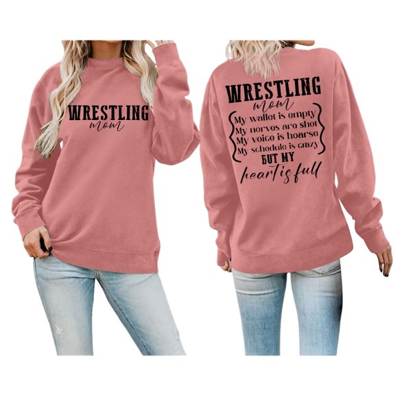 HNMKIU Women's Winter Fashion Festive Christmas Print Round Neck Long Sleeve Womens Sweatshirt 05_Light Pink,L