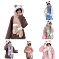 thumbnail image 1 of HNMKIU Women’s Winter Knit Scarf Set Cozy Earflap Headband Neck Warmer Matching Outdoor Cold Weather Fashion Khaki - One Size, 1 of 5