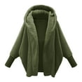 thumbnail image 1 of HNMKIU Women's Winter Long Sleeve Fuzzy Open Front Hooded Cardigan Jacket with Pocket Coats for Women Soft Warm Loose Fit Outerwear 02_Green,XXL, 1 of 3