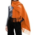 thumbnail image 1 of HNMKIU Women's Winter Solid Color Tassel Shawl Warm Scarf for Women Z11041a-Orange,One Size, 1 of 4