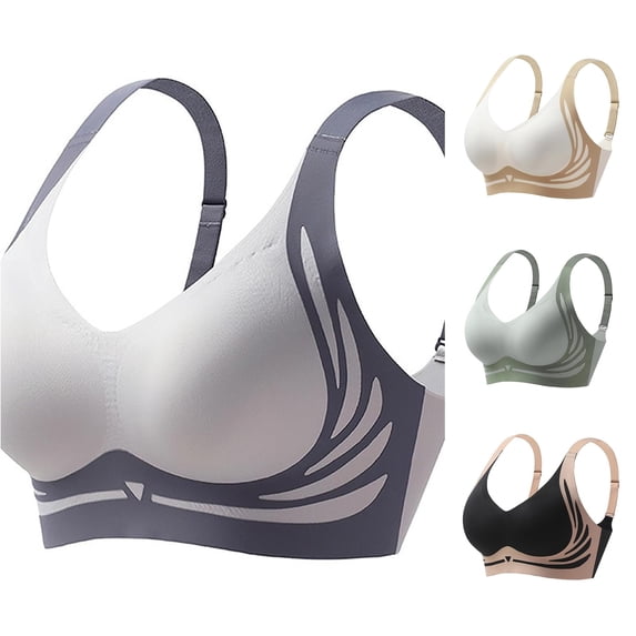 HNMKIU Women's Wireless Seamless Comfort Bra Wirefree Smooth T Shirt Daily Wear Lightweight Breathable Supportive Unlined Stretch Fit Blue - XXXXL