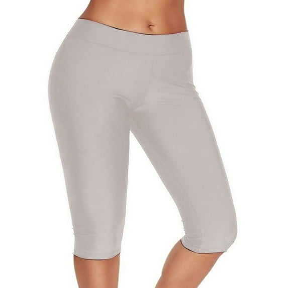 HNMKIU Women's Workout Leggings Sports Yoga Pants Running Fitness Capri for Plus Size Grey,XXXL