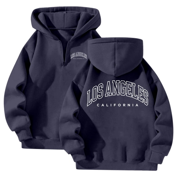 HNMKIU Women's Zip Up Hoodie Women Casual Bow Print Sweatshirt Lightweight Comfortable Pullover for Daily Wear Basic Outerwear 05_Navy,S