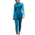 thumbnail image 1 of HNMKIU Swimming Suits for Women Long Sleeved Long Pants Conservative Two Piece Set with Zipper Sun Protection Women's Swimwear 02_Green，XL, 1 of 7