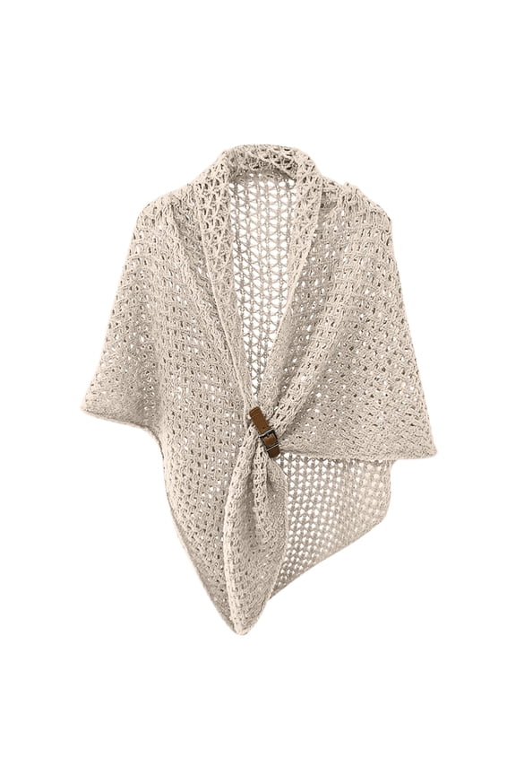 Womens Fashion Solid Color Large Triangle Shawl with Leather Button Cape Scarf for Winter Z9172-KH1,One Size