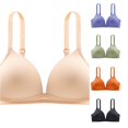 thumbnail image 1 of HNMKIU Womens Fashionable Solid Light V Gathered Without Steel Ring Underwear Bra, 1 of 3