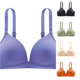thumbnail image 1 of HNMKIU Womens Fashionable Solid Light V Gathered Without Steel Ring Underwear Bra, 1 of 3