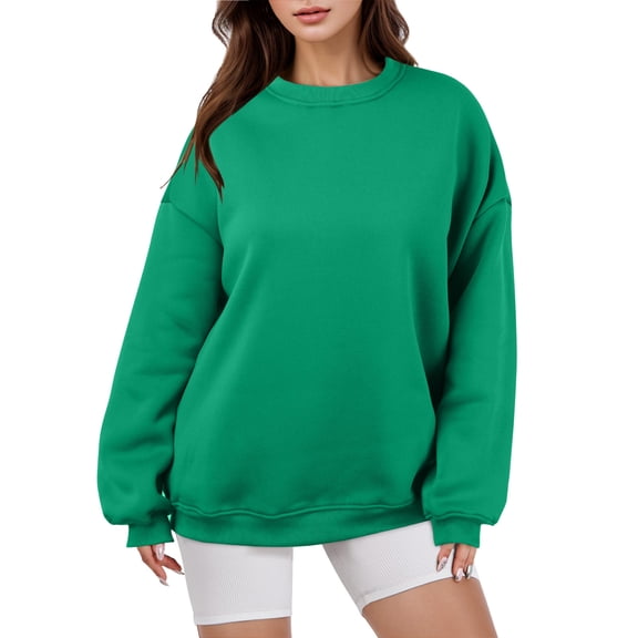 HNMKIU Womens Sweatshirt Crewneck Loose Fit Long Sleeve Pullover Casual Fall Top Sweatshirts for Women and Hoodie Alternative Z01_Greenï¼L