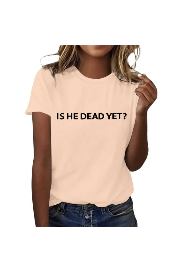 Womens Graphic T Shirts Letter Print Crew Neck Short Sleeve Casual Summer Tops for Women Light Yellow,XXL