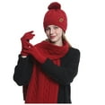thumbnail image 1 of HNMKIU Women's Winter Knit Scarf Hat and Gloves Set Lined Touchscreen Cold Weather Accessories Red,One Size, 1 of 4
