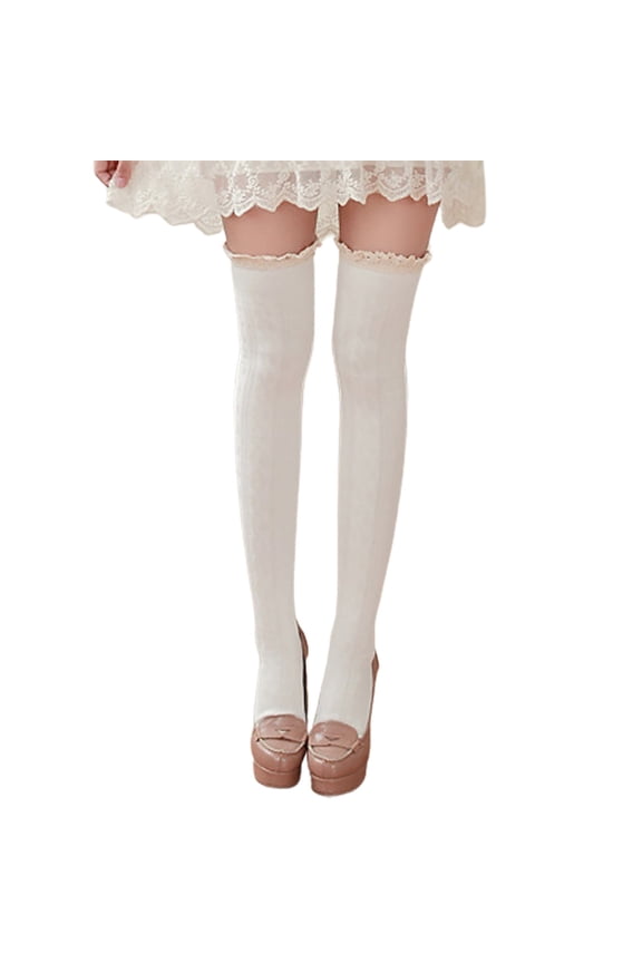 Womens High Socks Opaque Lace Thigh High Stockings Fashionable Hosiery for Elegant,Sizes One Size