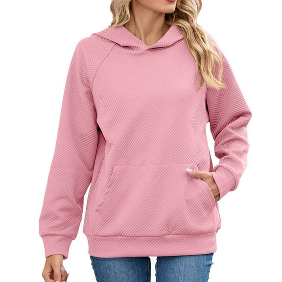 HNMKIU Womens Hoodies Comfortable Lightweight Casual Long Sleeve Pocket Pullover Hoodie for Everyday Wear and Relaxed Style Pink,L