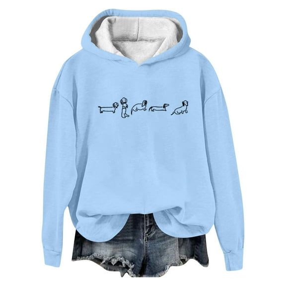 HNMKIU Womens Hoodies Fashion Letter Print Casual Loose Fit Pullover Hoodie Soft and Comfortable Long Sleeve Top for Everyday Wear 02_Sky Blue,XL