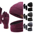 thumbnail image 1 of HNMKIU Womens Knitted Scarf Hat Set With Touchscreen Lined Neck Warmer Winter Outdoor Red - One Size, 1 of 4