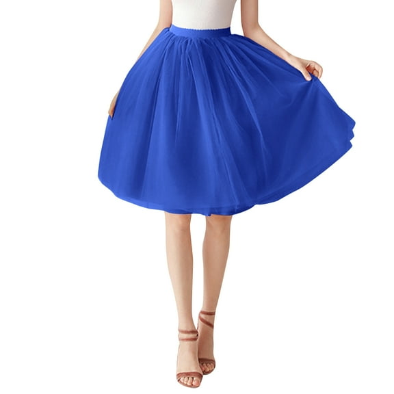 HNMKIU Womens Large Skirt Tutu Underskirt Short Gown Ballet Dance Dress Evening Dress Long Black Skirt for Women Z1021e-BU2,One Size