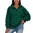 thumbnail image 1 of HNMKIU Womens Long Sleeve Half Zip Sweatshirt Loose Fit Pullover Tops Fall Clothes for Women Green,L, 1 of 6