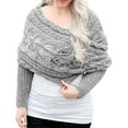 thumbnail image 1 of HNMKIU Womens Long Sleeve Shawl Scarf Wrap Fashionable Open Knit Design Seasonal Cover Up Z9092-Light Gray,One Size, 1 of 6