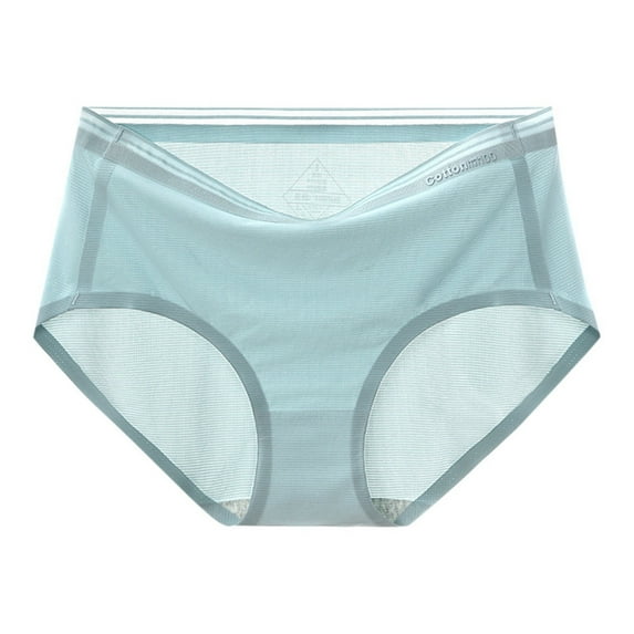 HNMKIU Womens Panties Seamless Ice Silk Breathable Large Size Comfortable Triangle Briefs Underwear for Women Blue,M
