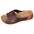 thumbnail image 1 of HNMKIU Womens Sandals Fashion Open Toe Slide Style Comfortable Casual Slippers for Summer Beach Wear Lightweight Breathable Summer Shoes Coffee,7.5, 1 of 7