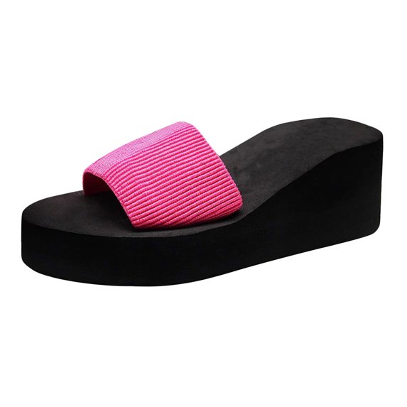 HNMKIU Womens Sandals Ladies Summer Fashion Beach Style with Elastic Band Comfortable On for Women Summer Shoes for Women Hot Pink,8.5
