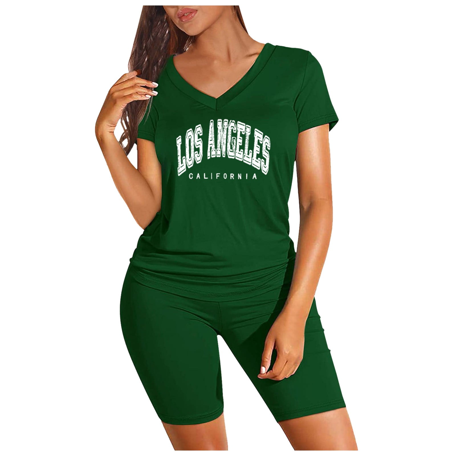 HNMKIU Womens Short Sets 2 Piece Outfits Summer Women's Two Piece