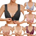 thumbnail image 1 of HNMKIU Womens Steel Ring French Front Close Bra T Back Plus Size Seamless Unlined Comfortable Large Bust Supportive Everyday Wear Black - 6XL, 1 of 5