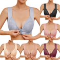 thumbnail image 1 of HNMKIU Womens Steel Ring French Front Close Bra T Back Plus Size Seamless Unlined Comfortable Large Bust Supportive Everyday Wear Grey - 6XL, 1 of 5