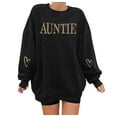 thumbnail image 1 of HNMKIU Womens Sweatshirts Aunt Themed Embroidered Letter Print Sweatshirt Long Sleeve Crewneck Pullover Top for Casual Wear 02_Black,L, 1 of 4