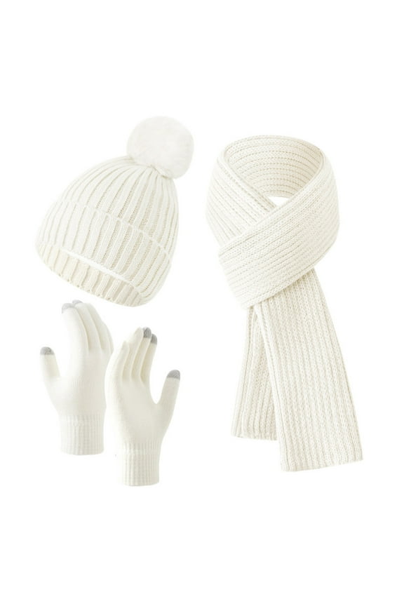 Womens Winter Hat Scarf Glove Set Lined Knit Accessories for Cold Weather Includes Warm Long Scarf and 3 PC Set,One Size