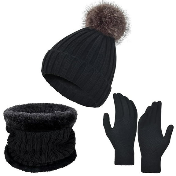 HNMKIU Womens Winter Hat Scarf Glove Set Lined Knit Warm Long Scarf 3 Piece Set for Cold Weather,One Size
