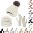 thumbnail image 1 of HNMKIU Womens Winter Hat Scarf Set Lined Knit Warm Long Neck Wrap Touchscreen Mittens Cold Weather Accessories WH3 - One Size, 1 of 6