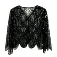 thumbnail image 1 of HNMKIU Wraps 1920s Art Deco Sequin Beaded Flapper Shawl Wrap Women's Elegant Wedding Cape Evening Party Cover Up Black,One Size, 1 of 3
