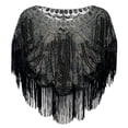thumbnail image 1 of HNMKIU Wraps 1920s Art Deco Sequin Beaded Flapper Shawl Wrap Women's Evening Wedding Cape Party Cover Up Black,One Size, 1 of 3
