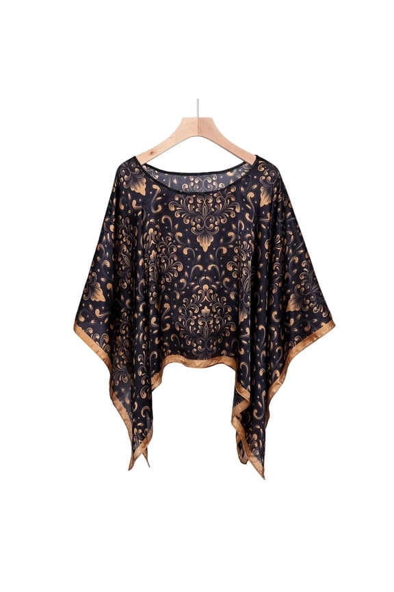 Wraps Elegant Sun Shield Wrap For Shawl Scarf Beach Drape Everyday Wear Lightweight Printed Coverup Black,One Size