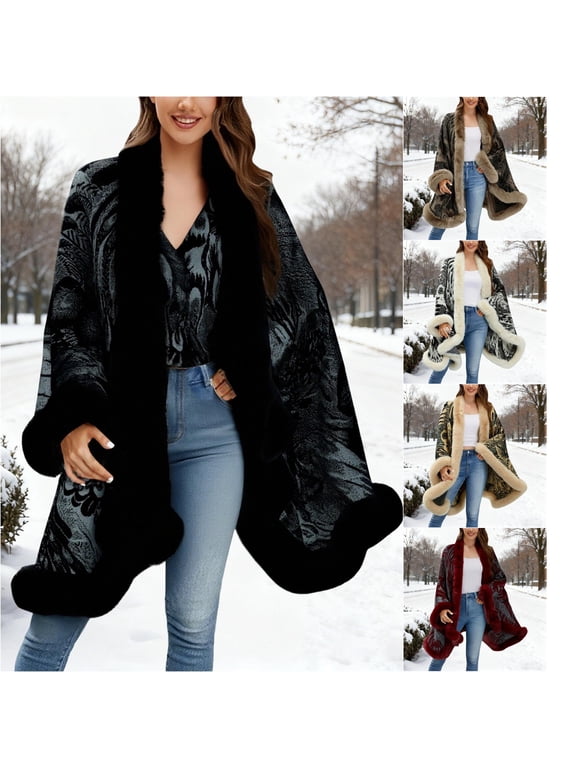 Wraps Elegant Winter Knit Cape Shawl Wrap For Warm Thickened Soft Thermal Fashion Stole Outerwear Navy,One Size
