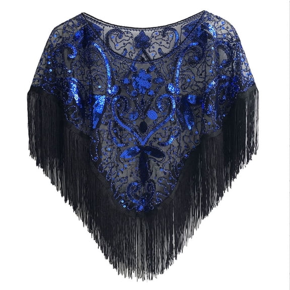 HNMKIU Wraps Elegant Women's Evening Sequin Cape Shawl Soft Dress Wrap for Formal Occasions Blue,One Size