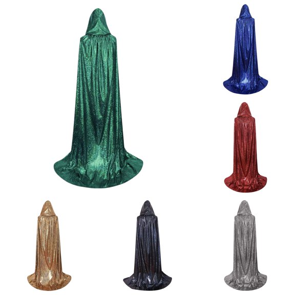 HNMKIU Wraps Hooded Cloak For Adults Shiny Cape Parties Themed Events Wraps Green,130