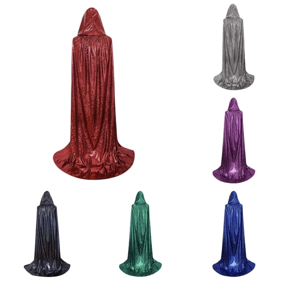 HNMKIU Wraps Hooded Cloak For Adults Shiny Cape Parties Themed Events Wraps Red,130