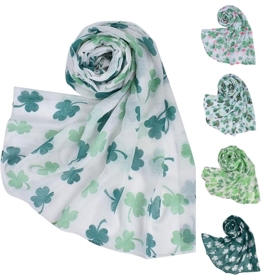 HNMKIU Wraps Irish Saint Classic Pattern Printed Long Scarf Women's Shawl Wrap White,A