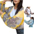thumbnail image 1 of HNMKIU Wraps Women Elegant Sun Sleeve Arm Thin Long Ice Silk Chiffon Cardigan Wraps Yellow,One Size, 1 of 8
