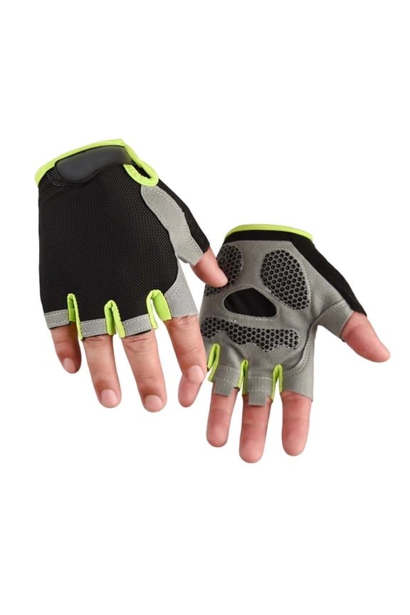 Youth Half Finger Sports Gloves for Outdoor Cycling Exercise and Play Adventures Green,8-10
