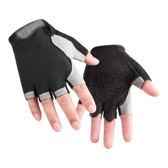 HNMKIU Youth Outdoor Sports Gloves Half Finger Breathable Flexible Grip for Cycling Skateboarding and Exercise Activities Black,10-12